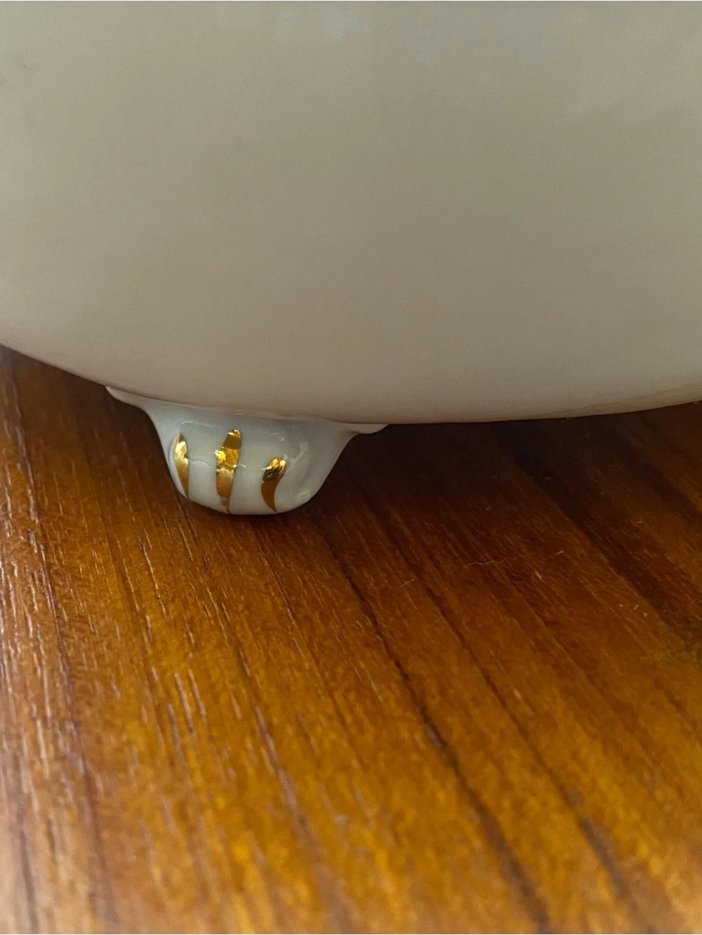 Vintage Porcelain Floral Trinket Box with Gold Trim and Gilded Clawfeet